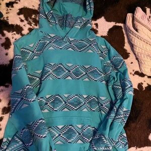 Teal Patterned Hoodie